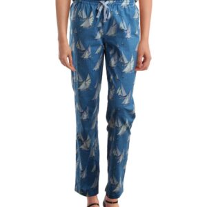 Femella Women Printed Blue Lounge Pants
