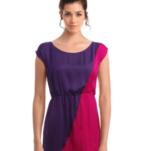 Femella Women Purple Color Block Dress
