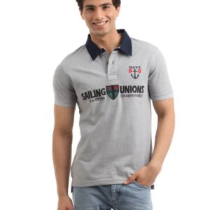 Flying Machine Men Grey Polo T-shirt