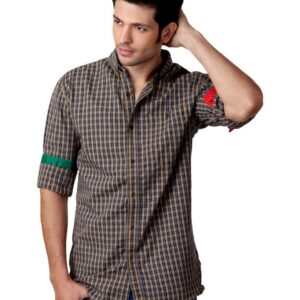 French Connection Men Blue & Brown Shirt