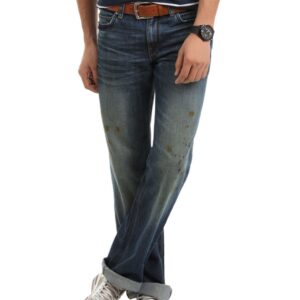 French Connection Men Blue paint Stained Regular Fit Jeans
