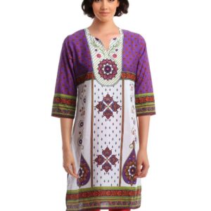 Global Desi Women Purple & White Kurta