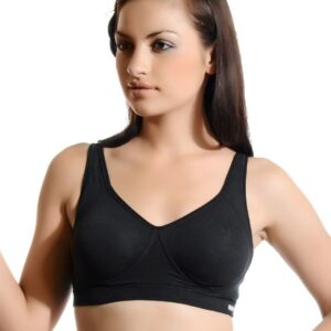 Hanes Women Black Cotton Stretch Moulded Contour Bra