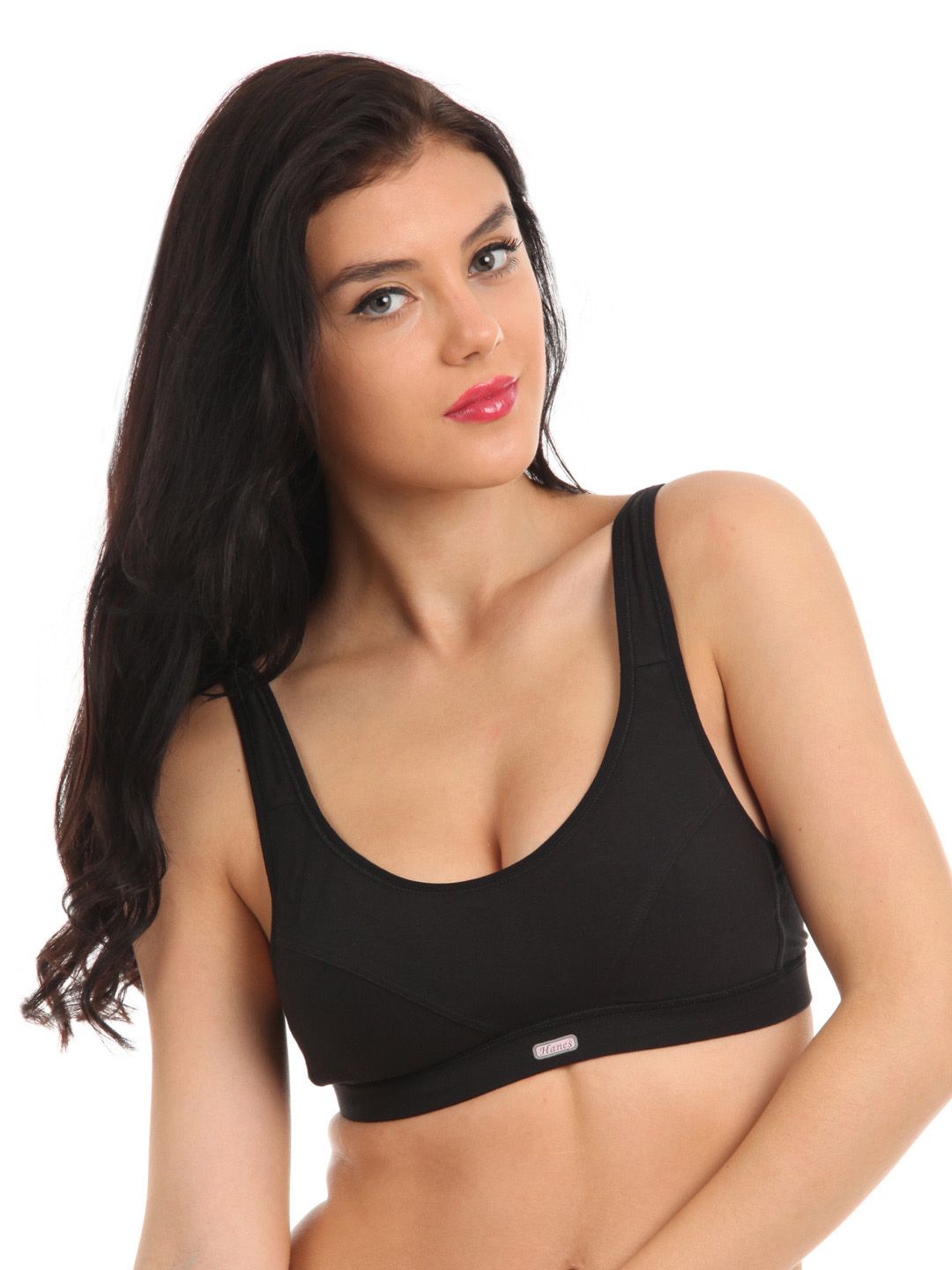 Hanes Women Black Cotton Stretch Light Padded Bra