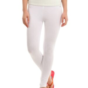Hanes Women White ComfortSoft Waistband Cotton Stretch Full Leggings
