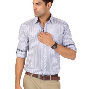 Highlander Men White Striped Shirt