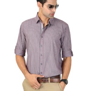 Highlander Men Red Striped Shirt