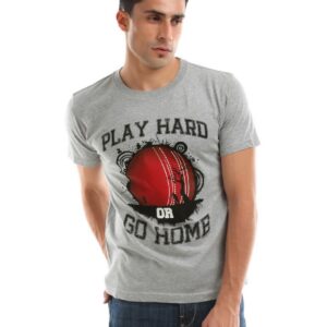 Inkfruit Men Grey Melange Printed T-shirt