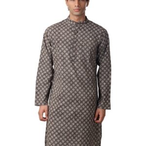 Mother Earth Men Black Printed Kurta