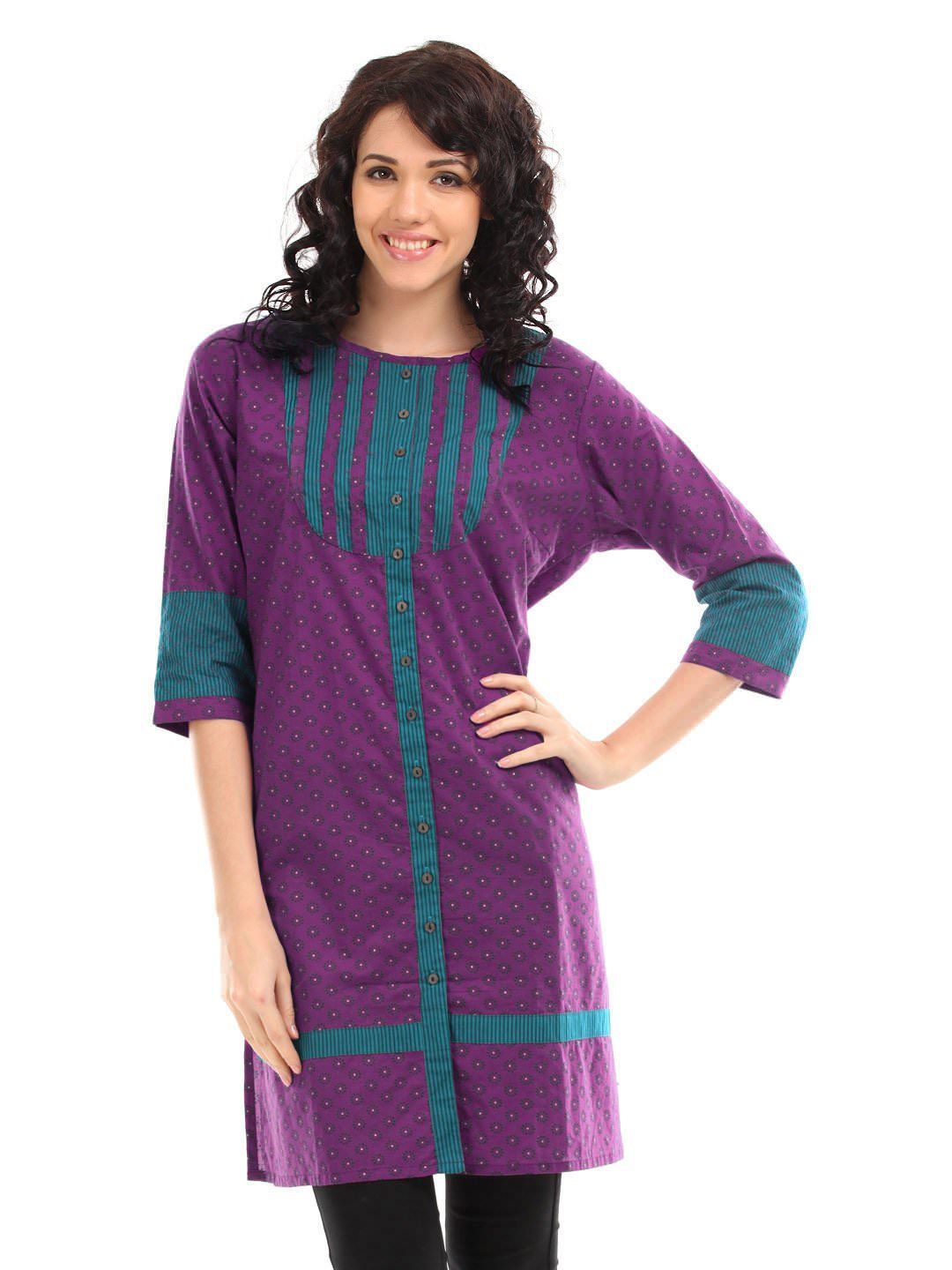 Mother Earth Women Purple Printed Kurta