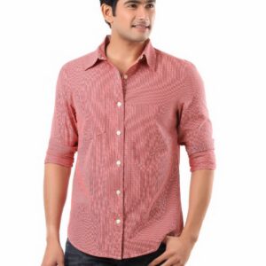 Myntra Men Red & White Striped Shirt