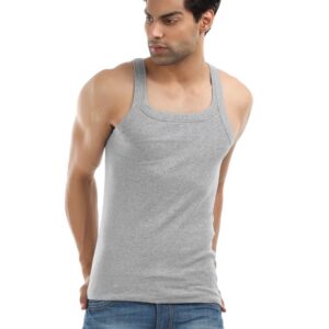 Park Avenue Men Grey Melange Square Neck Vest