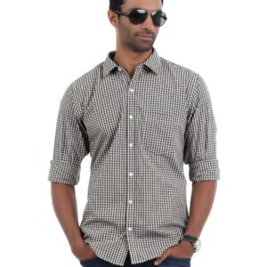Peter England Men Brown Check Shirt
