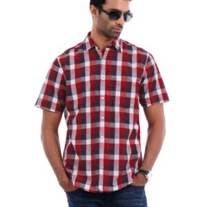 Peter England Men Red Check Shirt