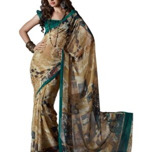 Prafful Brown Printed Sari