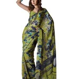 Prafful Green Printed Sari