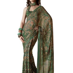 Prafful Green Printed Sari