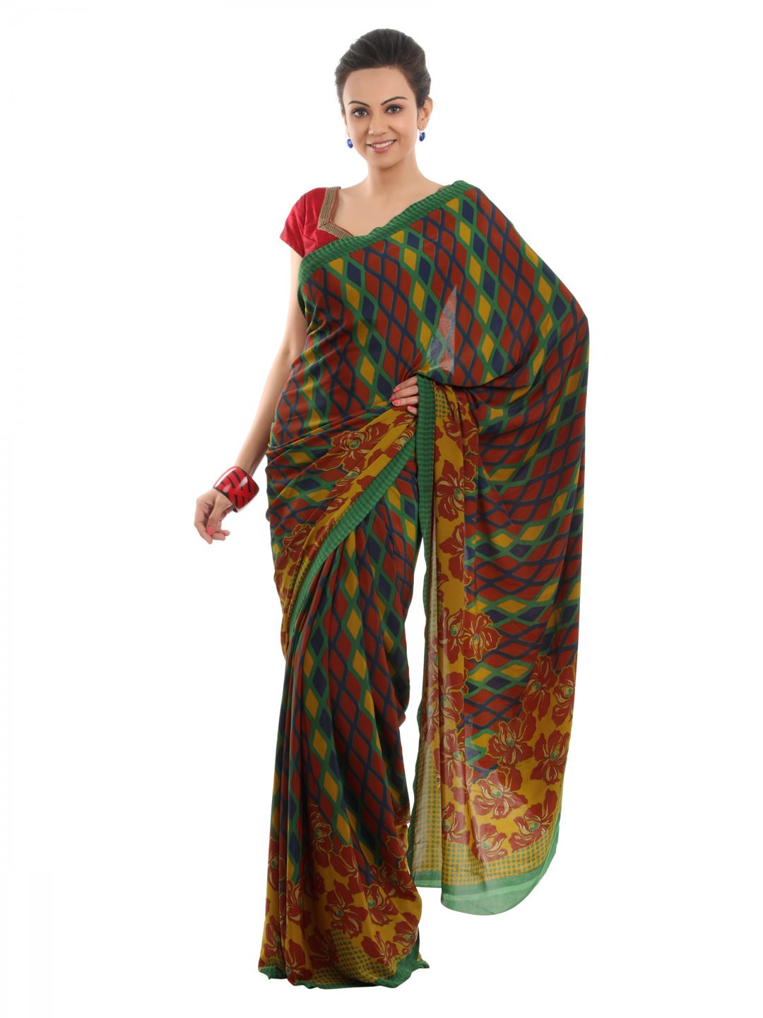 Prafful Multi Coloured Printed Sari