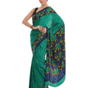 Prafful Green Printed Sari
