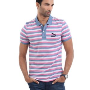Puma Men Blue Striped T-shirt
