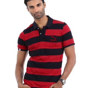 Puma Men Navy Blue and Red T-shirt