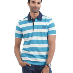 Puma Men White and Blue T-shirt