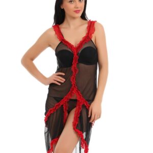 Red Rose Black Nightdress