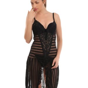 Red Rose Black Nightdress