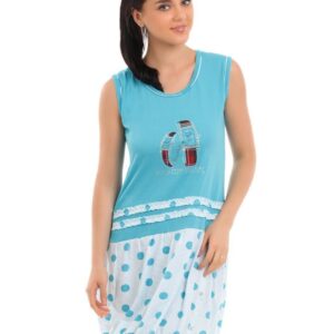 Red Rose Women Blue Nightdress