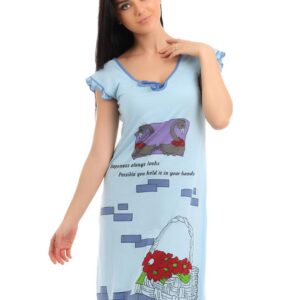 Red Rose Women Blue Nightdress