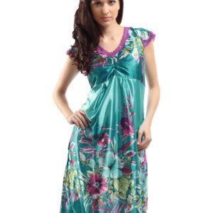 Red Rose Women Blue Nightdress