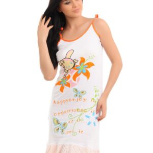 Red Rose Women Off White Nightdress