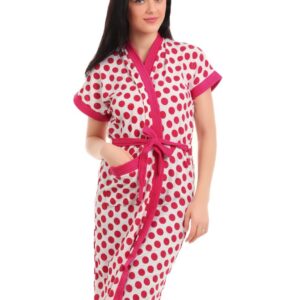 Red Rose Women Pink & White Bath Robes