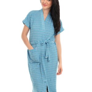 Red Rose Women White & Blue Striped Bath Robes