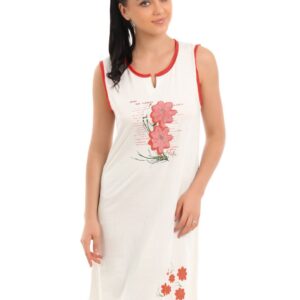 Red Rose Women Off White Nightdress