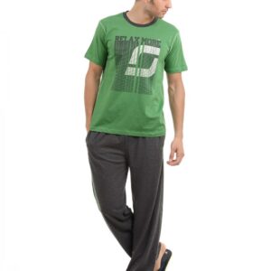 SDL by Sweet Dreams Men Green & Grey Pyjama Set