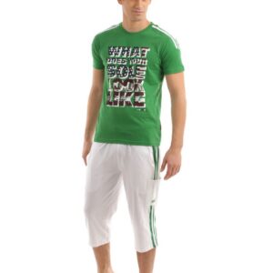 SDL by Sweet Dreams Men Green & White Pyjama Set