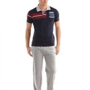 SDL by Sweet Dreams Men Grey & Blue Pyjama Set