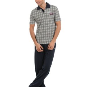 SDL by Sweet Dreams Men Grey & Blue Pyjama Set