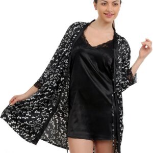 SDL by Sweet Dreams Women Black Nightdress