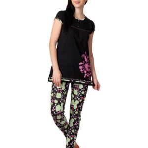 SDL by Sweet Dreams Women Black Printed Night Suit 319371