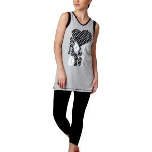 SDL by Sweet Dreams Women Grey & Black Printed Night Suit S11-3231
