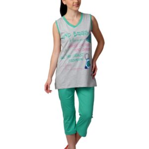 SDL by Sweet Dreams Women Grey & Green Night Suit S11-3144