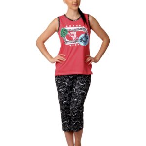 SDL by Sweet Dreams Women Pink & Black Printed Night Suit S11-3134