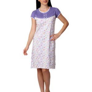 SDL by Sweet Dreams Women White Printed Nightdress