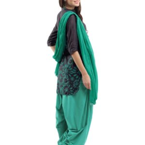 Shree Women Charcoal Grey & Sea Green Printed Salwar Suit with Dupatta