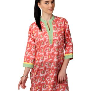 Shree Women Coral Coloured Printed Kurta