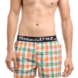 Smugglerz Men White Check Boxers