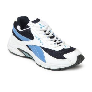Spinn Men White & Navy Track Runner Sports Shoes