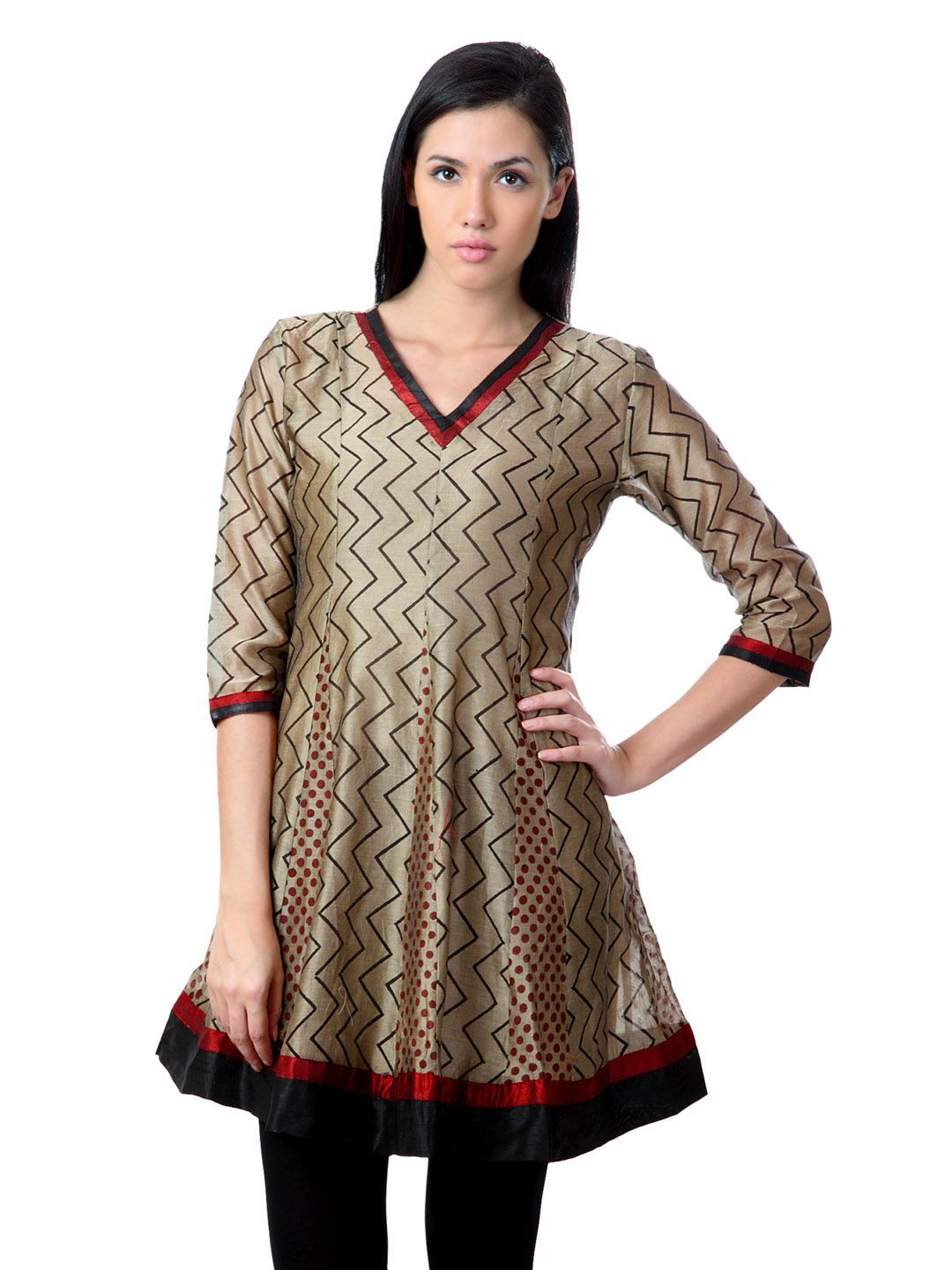 Sushilas Women Printed Khaki Kurta